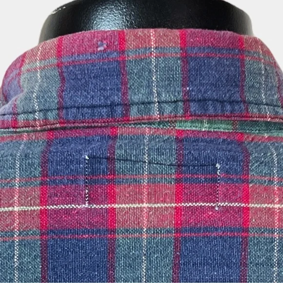 Vintage NorthCrest Plaid Distressed Flannel Mens LARGE Pocket Fall Button Shirt - Picture 8 of 8